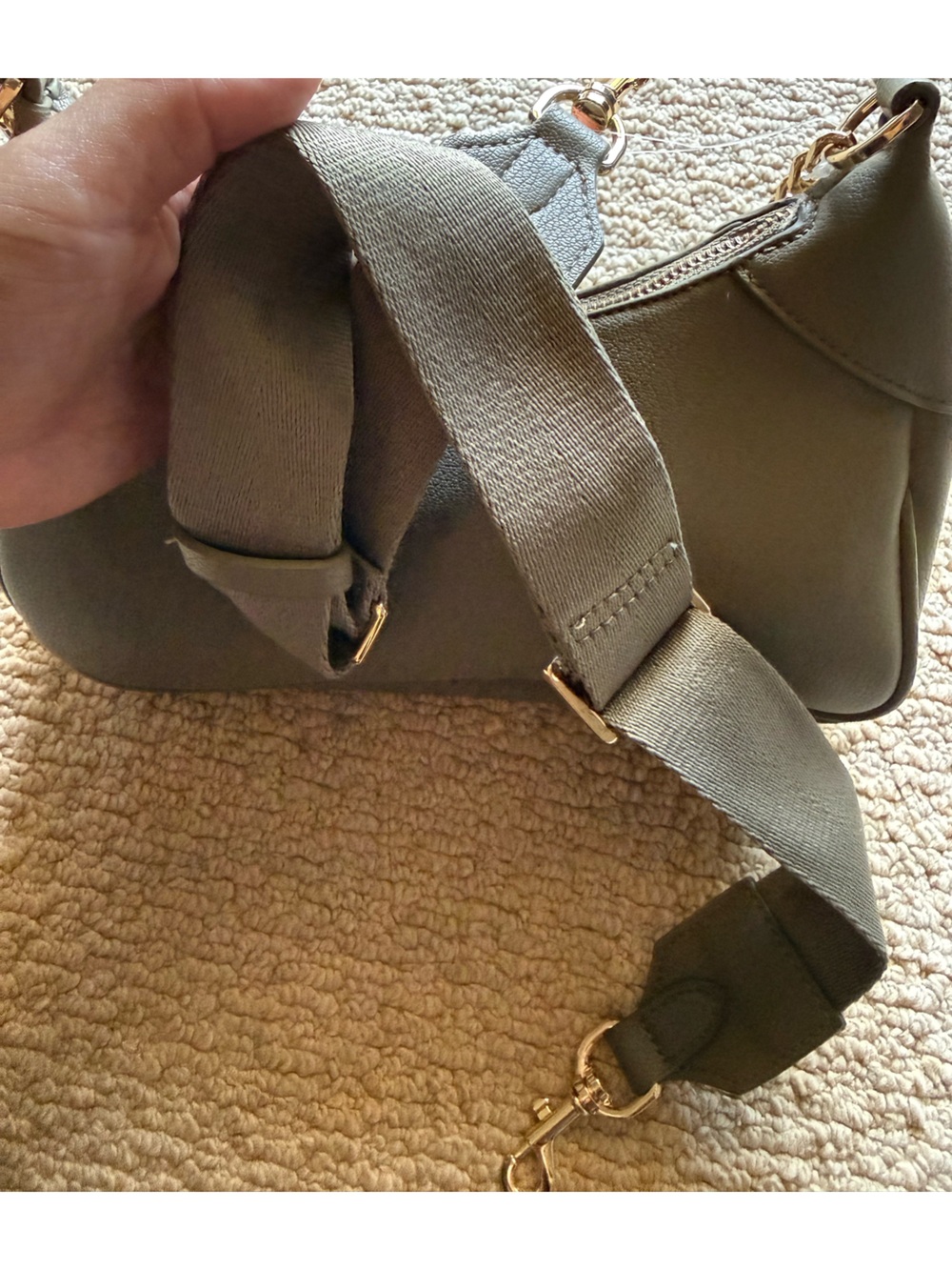 MANGO Olive green Crossbody Bag with chain - Picture 3 of 7